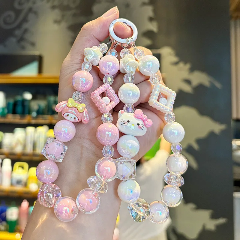 

Miniso кристалл акрил Sanrio браслет из бисера брелок милый мобильный телефон подвесная цепочка сумка кулон небольшой подарок