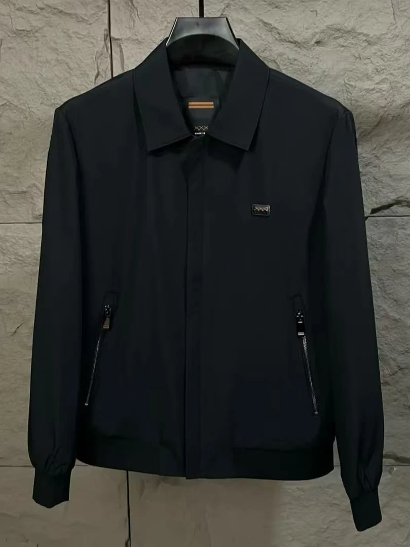 

Новая мужская куртка с воротником-стойкой для весны и осени, высококачественная, роскошная, модная, универсальная, элегантная, стильная, стандартного кроя, с длинными рукавами Z...