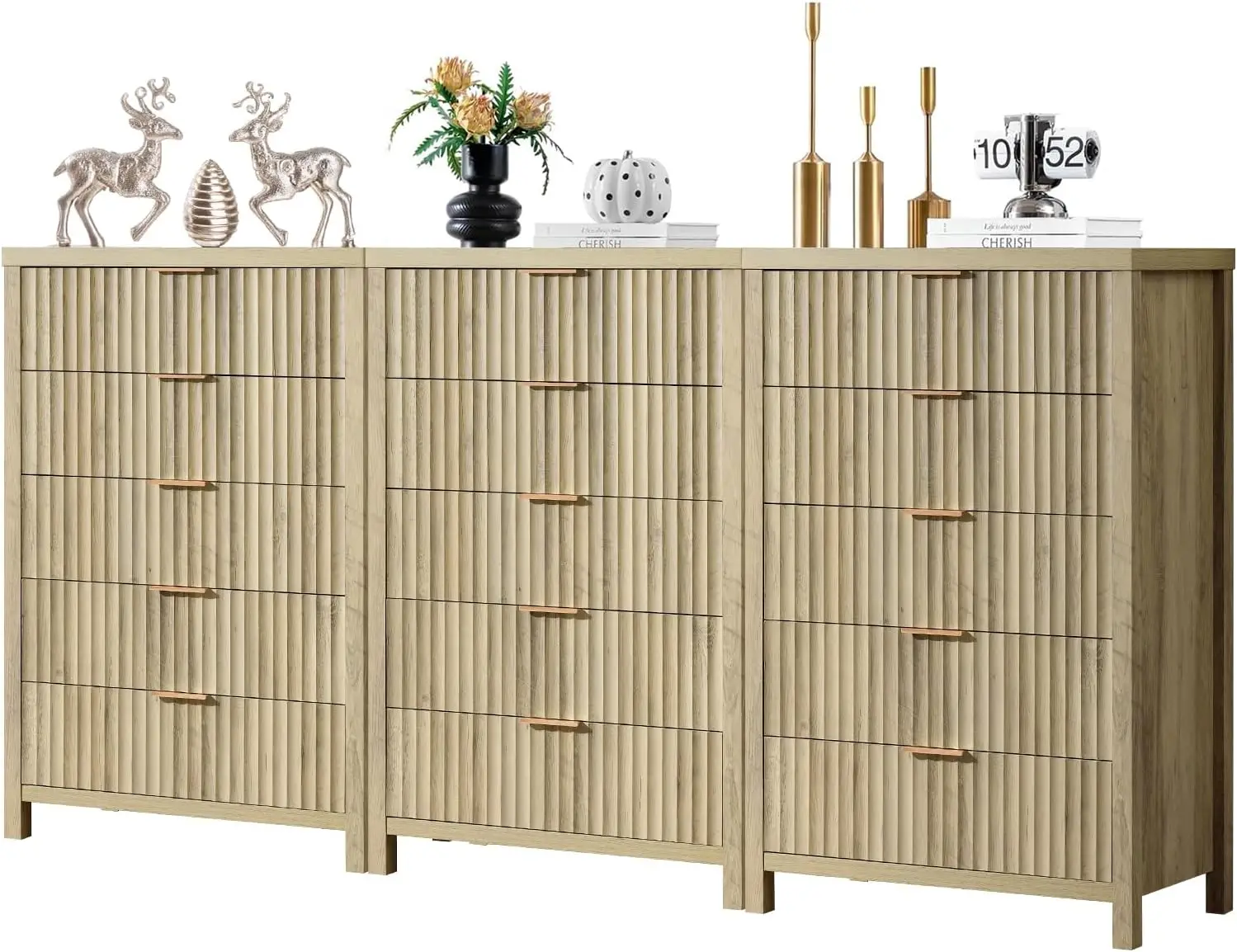 5 Drawers Dresser For Bedroom, 44 Inches Tall Modern Bedroom Dressers, Chest Of Drawers For Bedroom, Fluted Dresser For Closet