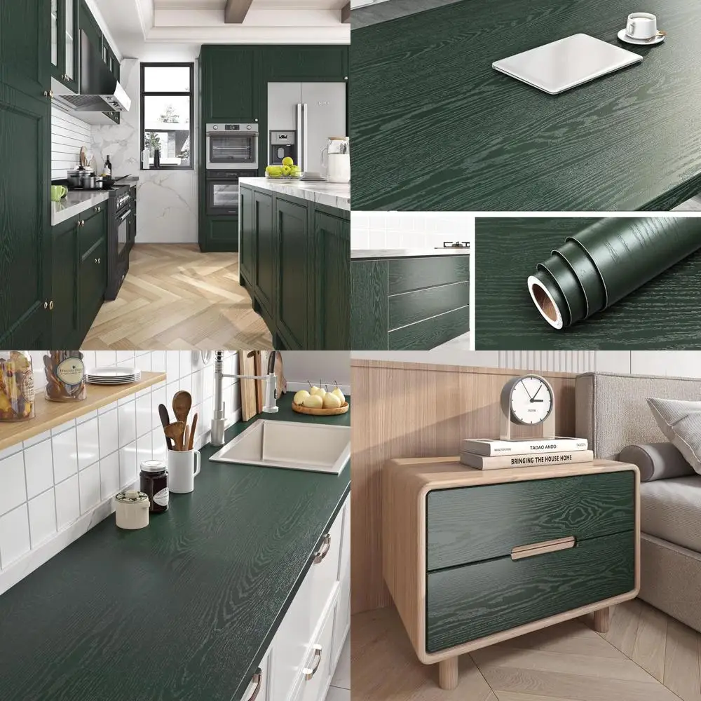

Сверхмощная водонепроницаемая зеленая бумага для крышки столешницы — легкая отслаивающая и приклеиваемая виниловая пленка из древесины для кухонных шкафов и столов