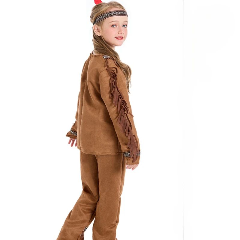 Girls Boys Wild Man Halloween Cosplay Costume Savages Indigenous Peoples Indigenous Chiefs Primitive Savages Fancy Dress Up