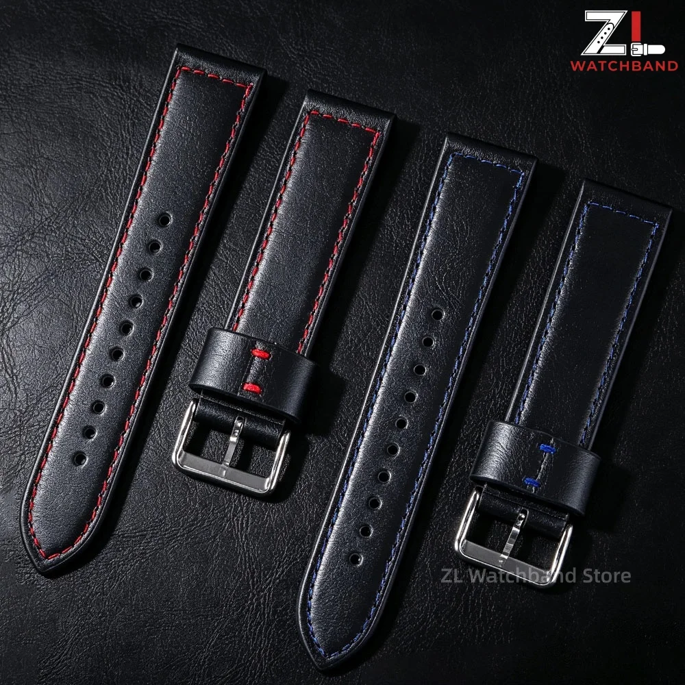 Echtes Leder-Uhrenarmband 18mm 20mm 22mm 24mm Vintage Universal-Uhrenband für Rolex für Huawei Ersatz-Armband mit Naht