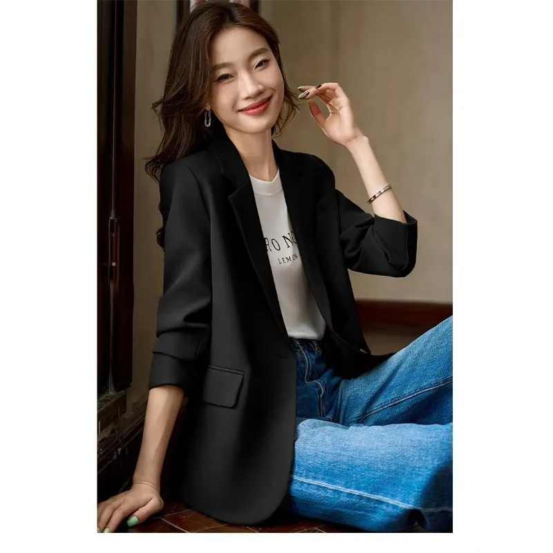 Lnsozkdg Herbst Winter High-end-Hinten Split frauen Jacke Einfache Elegante Göttin Fan Blazer Langarm Anzug Top frauen Kleidung