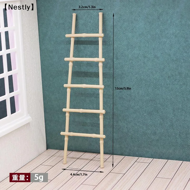 1 Piece Dollhouse 1:12 Scale Simulated Bamboo Ladder Model Micro Landscape Small Ornament DIY Home Decoration〔Nest〕
