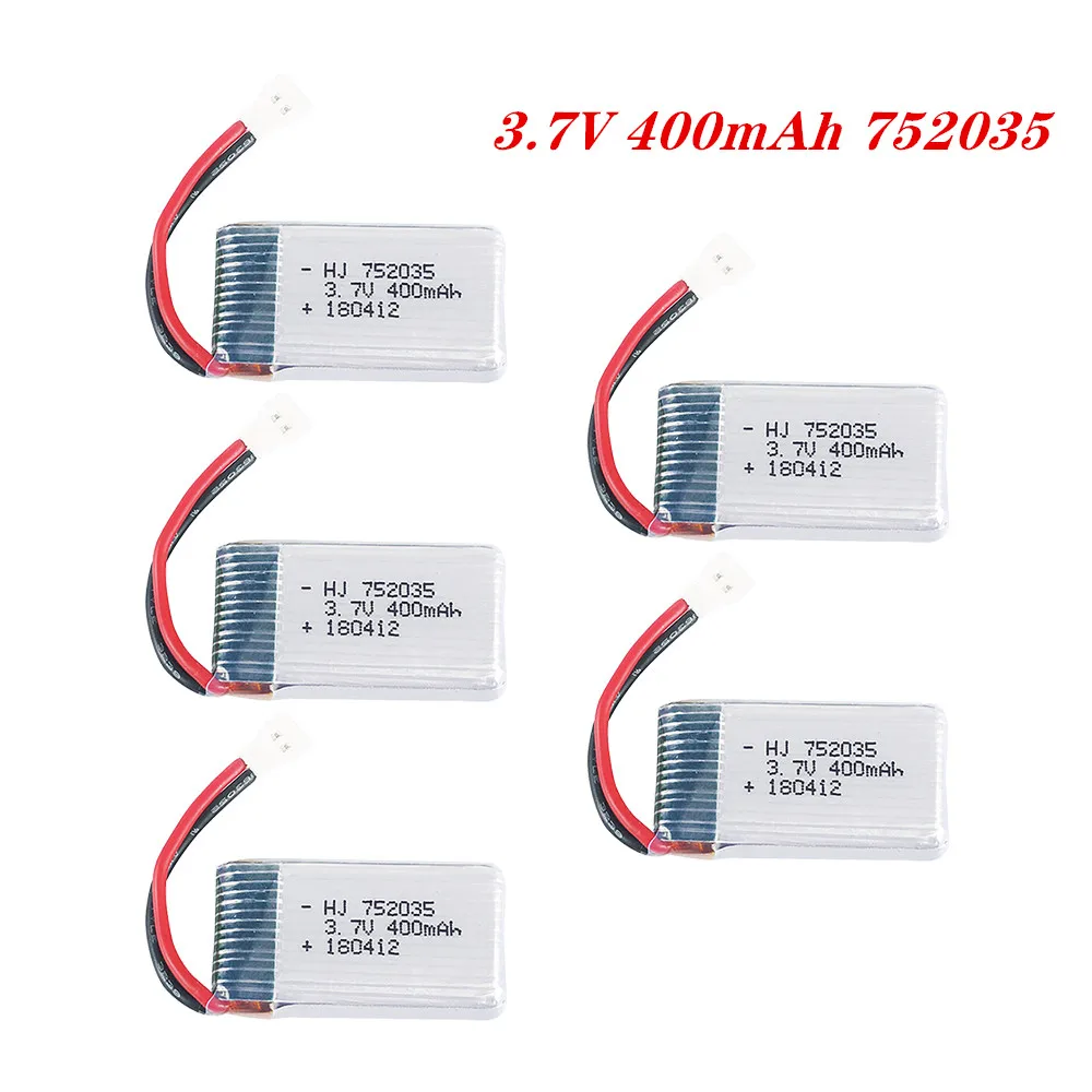 Lipo Battery 3.7v 400mah 752035 for X4 H107 H31 KY101 E33C E33 U816A V252 H6C RC Drone Spare Parts 2pcs to 5pcs Battery Set