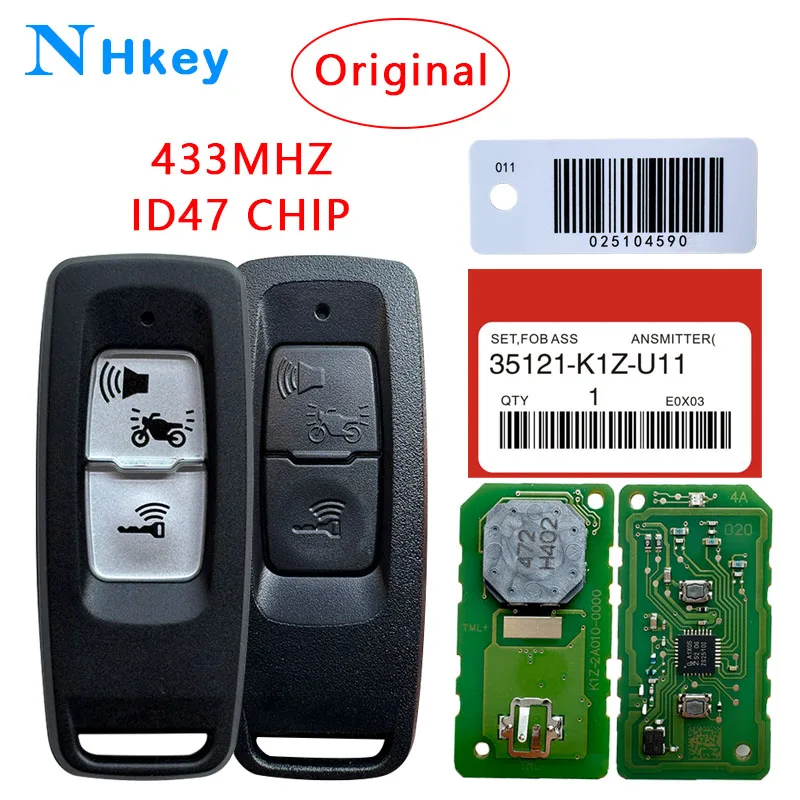 

NH key ID47 Chip 433 MHz 3 Button FCC ID:35111-K35-V34 Motorcycle Remote Key For Honda K35 With logo