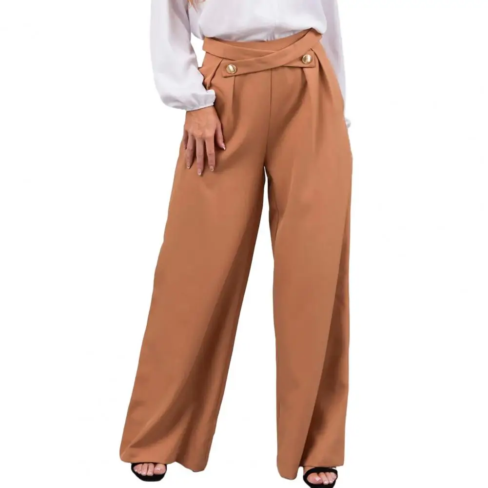 

Deep Crotch Pants High Waist Wide Leg Women's Pants with Deep Crotch Soft Breathable Fabric Casual Long Trousers with for Ladies