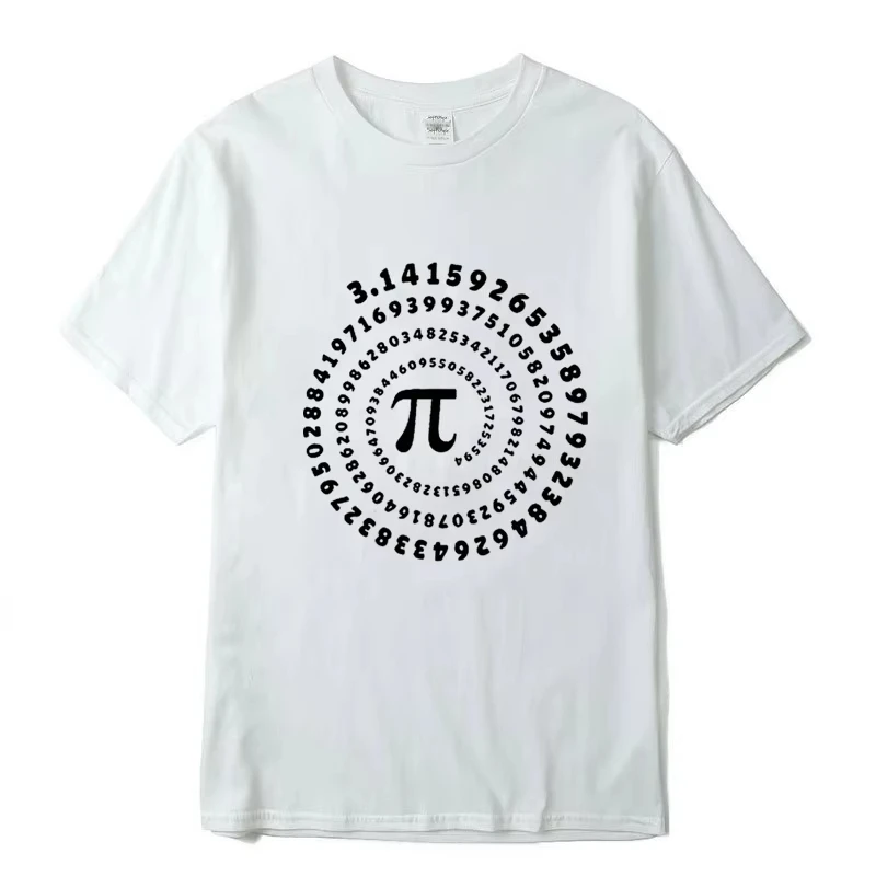 Men's High Quality 100_ Cotton Funny Pi Design Print Summer Loose O-neck Men Tshirt Short Sleeve T-shirt Male Tees Tops image 2