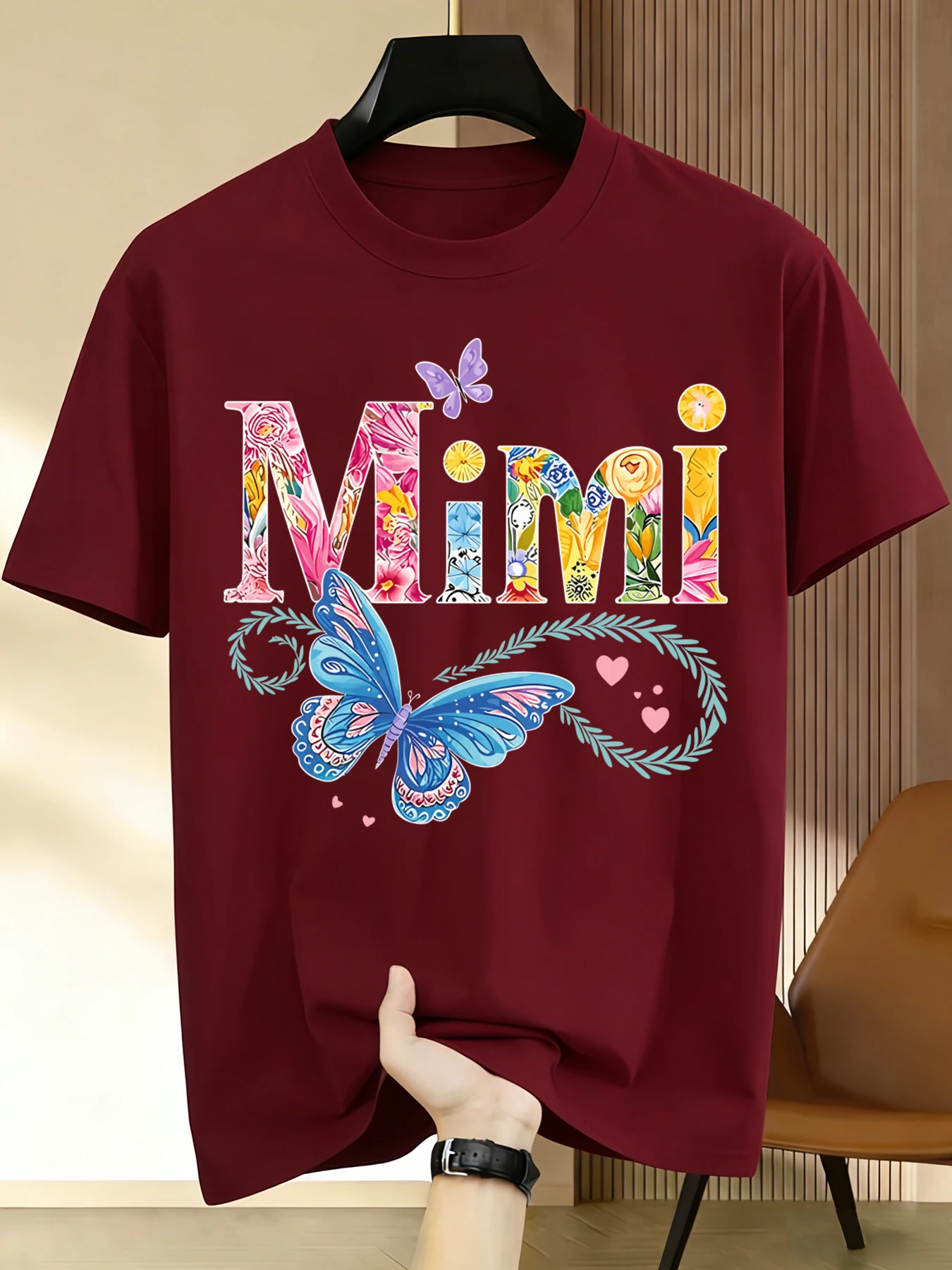 Mimi Butterfly And Flowers Man Tee Shirts O-Neck Summer New Short Sleeve Trendy Cotton Hip Hop Streetwear Loose Casual T-Shirt