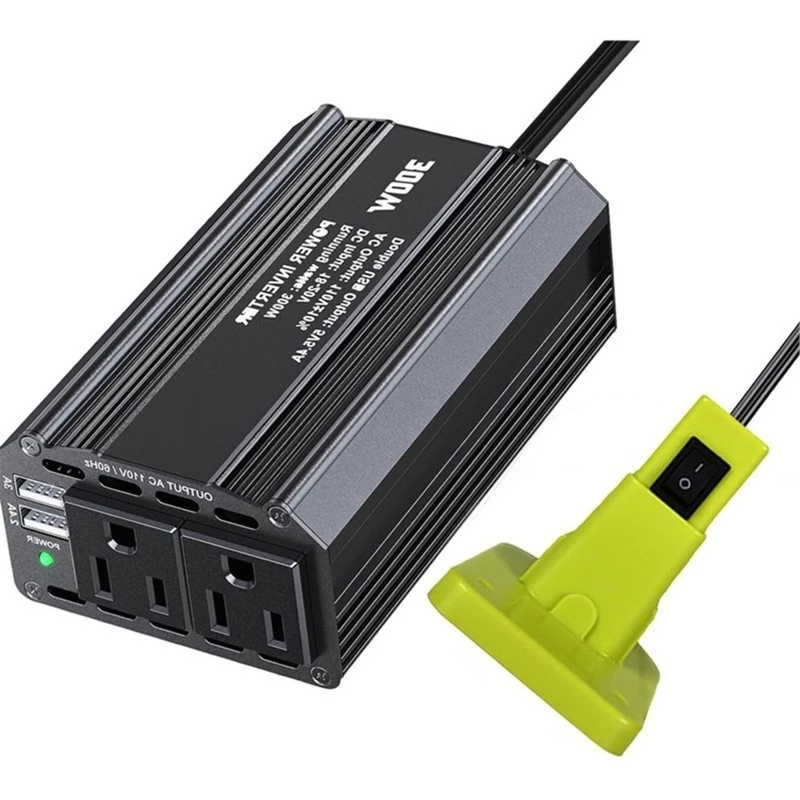 @@AB07 Hot Use For RYOBI 18V Battery-Portable Power Station With 300W Power Inverter-Battery Converter, Type-C Compatibility