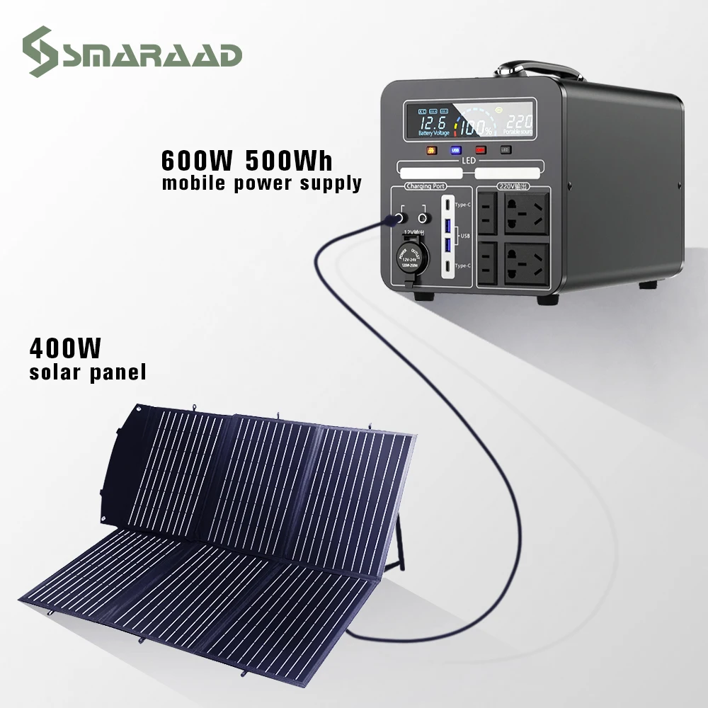 Smaraad 18v foldable solar battery charging bag 200W/300W/400W mobile solar charger outdoor camping artifact