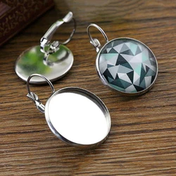 ( No Fade ) 20mm 25mm 10pcs Stainless Steel French Lever Back Earrings Blank/Base,fit 20mm glass cabochons,buttons;