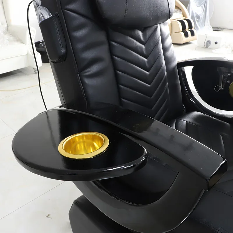 Pedicure Chair Hot Sale Luxury Golden Massage Pedicure Chair Acrylic Base Electric Reverse Drain Pump For Nail Salon