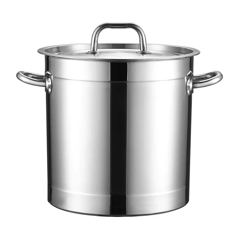 Commercial Induction Cooker Stainless Steel Soup Pot Large Capacity Round Brine Porridge Pot 201 Magnetic Thickened