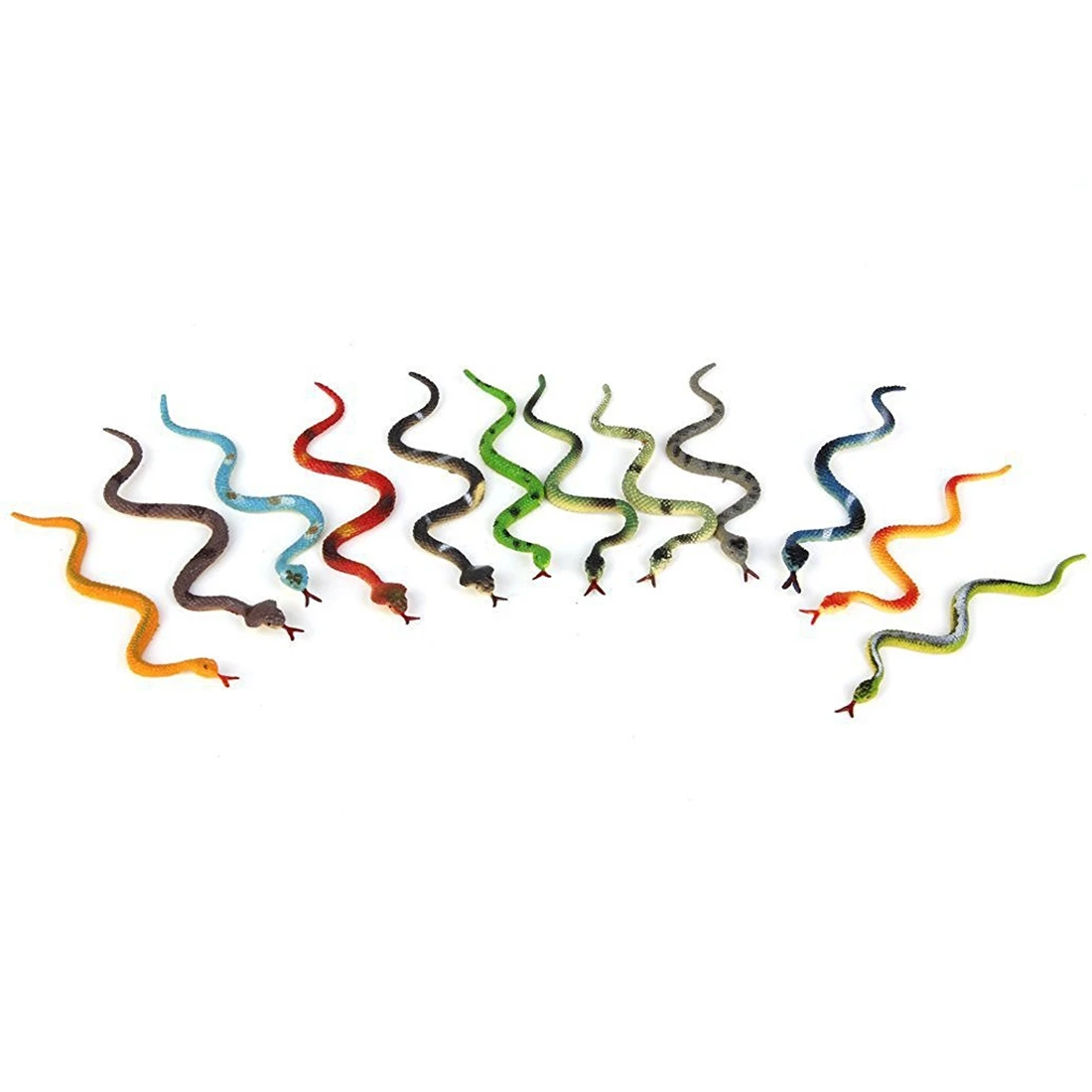 Plastic reptile animal snake model toy 12pcs multicolour