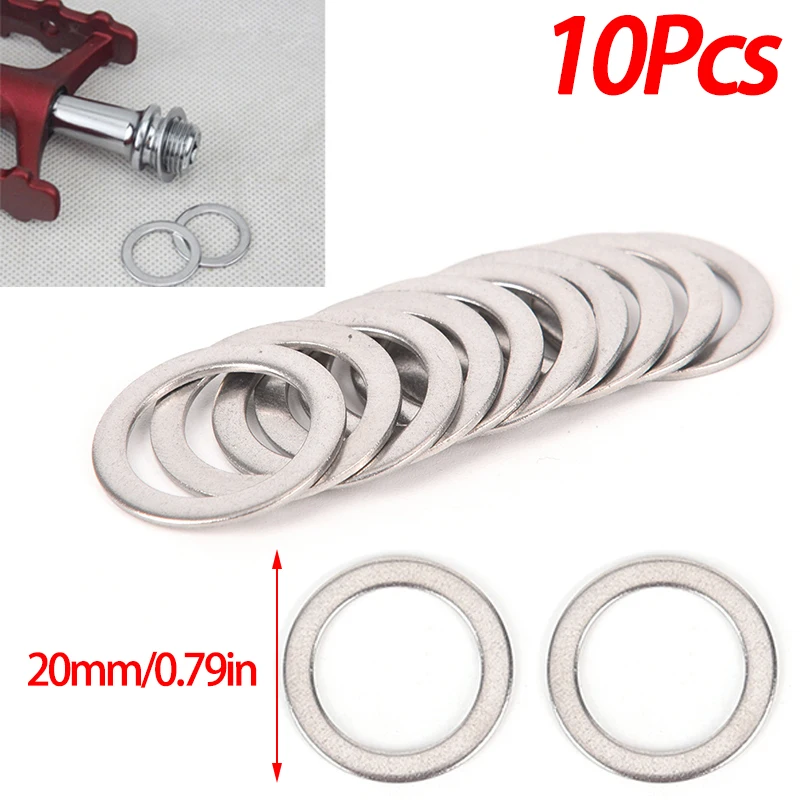 

10Pcs 2cm Stainless Steel Bicycle Pedal Spacer Crank Cycling MTB Bike Stainless Steel Ring Washers