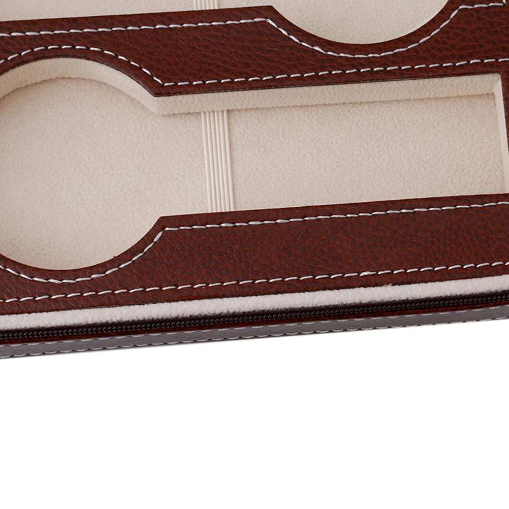 

8 Slots Watch Box Premium Leatherette Storage Box Portable Zippered Watch Case for Men or Women (Brown)