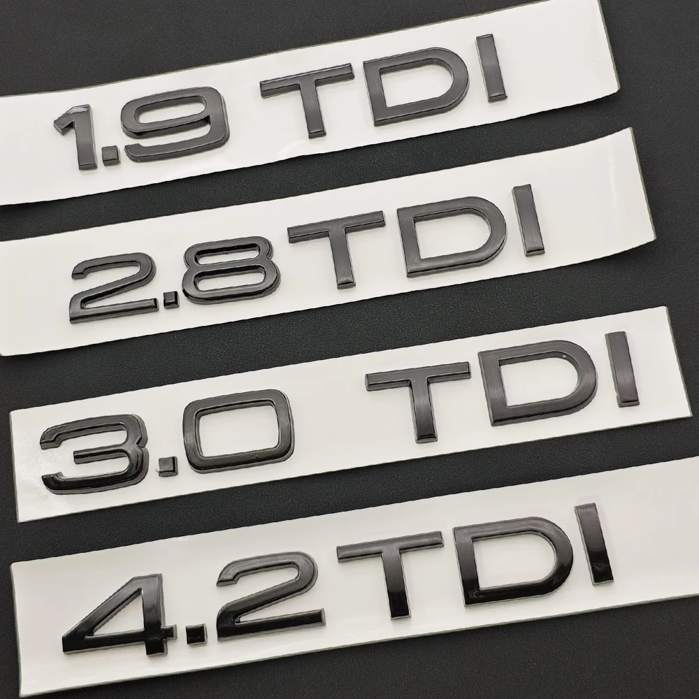 3D ABS Letters Logo 1.9 2.0 2.8 3.0 4.0 4.2 TDI Emblem Sticker Car Rear Trunk Badge for Audi A3 A4 A5 A6 A7 A8 Q2 Q3 Q4 Q5 Q7 Q8