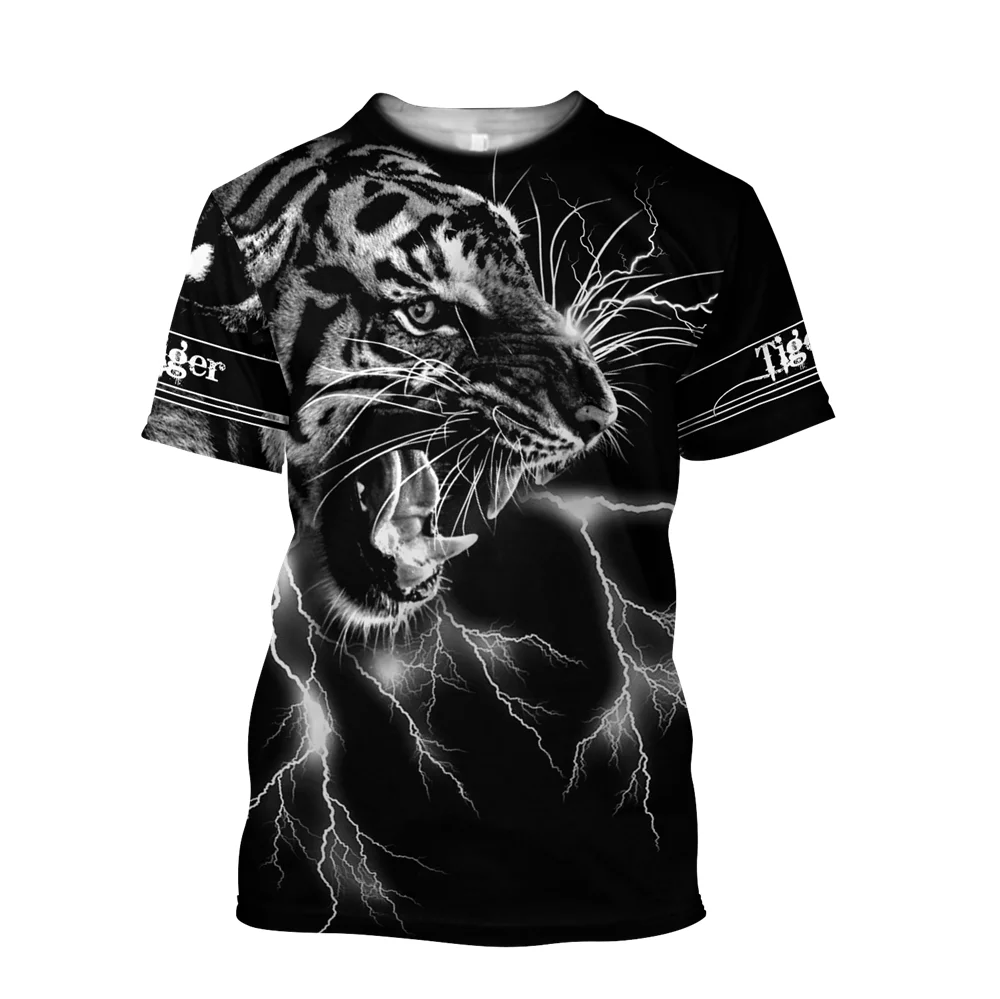 

YU HA 2022 New Summer Mens Wear T-shirt Casual 3D Tiger Pattern/O-neck Shirt Men's Fashion Short Sleeve Essential Shirt