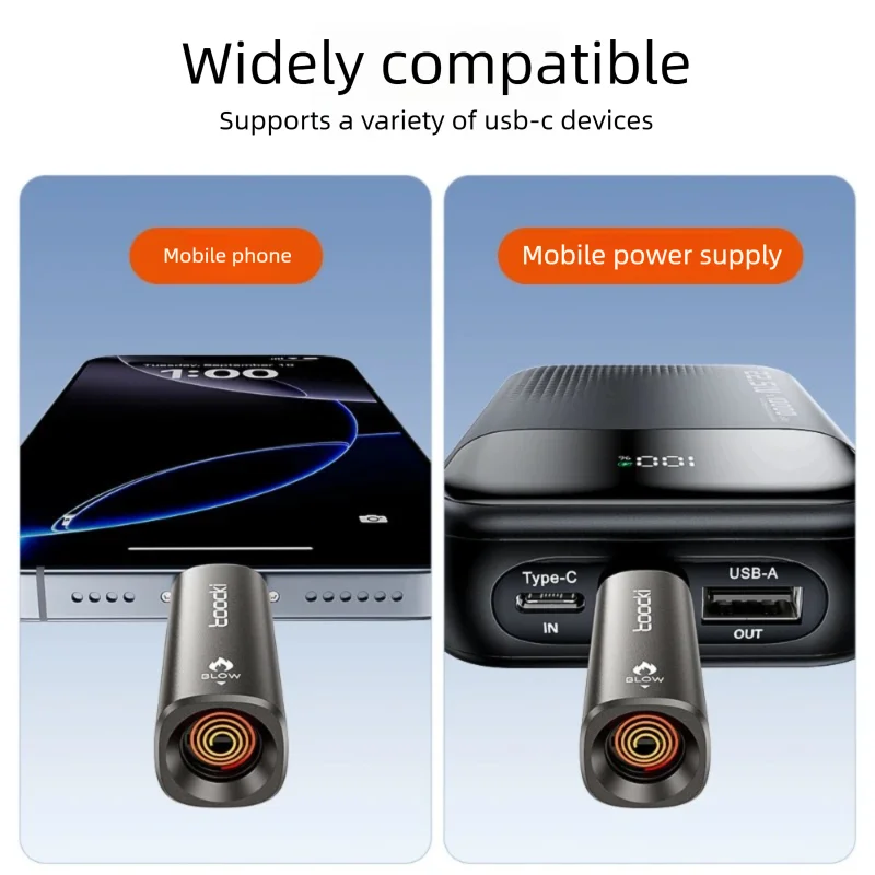 Windproof and energy-saving outdoor mini cigarette lighter suitable for Android, Apple, Type-C portable lighter