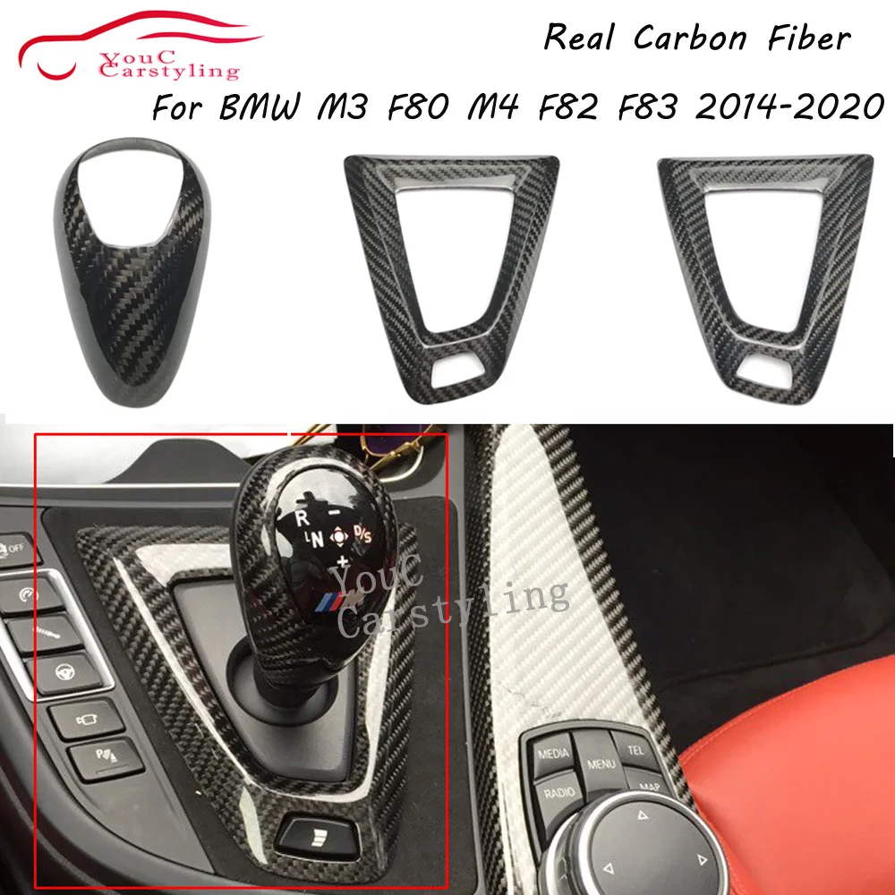 

Carbon Fiber Gear Shift Knob Cover & Gear Shift Shifter Sticker for BMW M Series M3 F80 M4 F82 F83 2014-2020