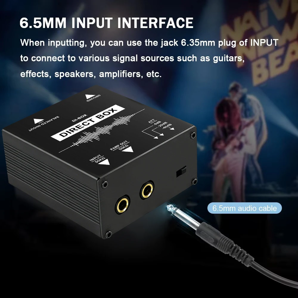 Premium 1-Kanal Passive DI-Box mit XLR/TRS symmetrischem & unsymmetrischem Audiosignal-Konverter-Adapter für Bühne & Studio – Detail 3