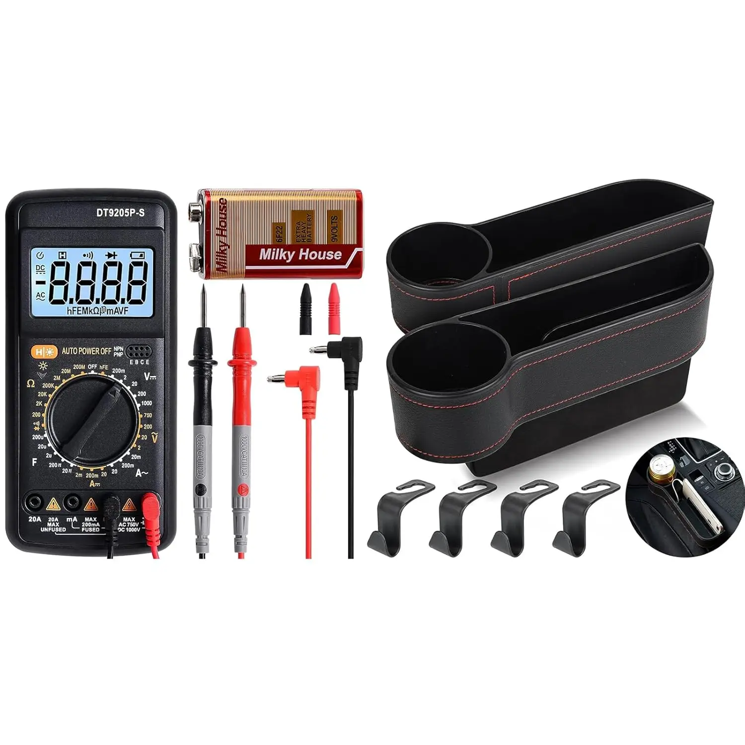 

Цифровой мультиметр-тестер, карманный вольтметр, 2 комплекта органайзеров для автомобильных сидений