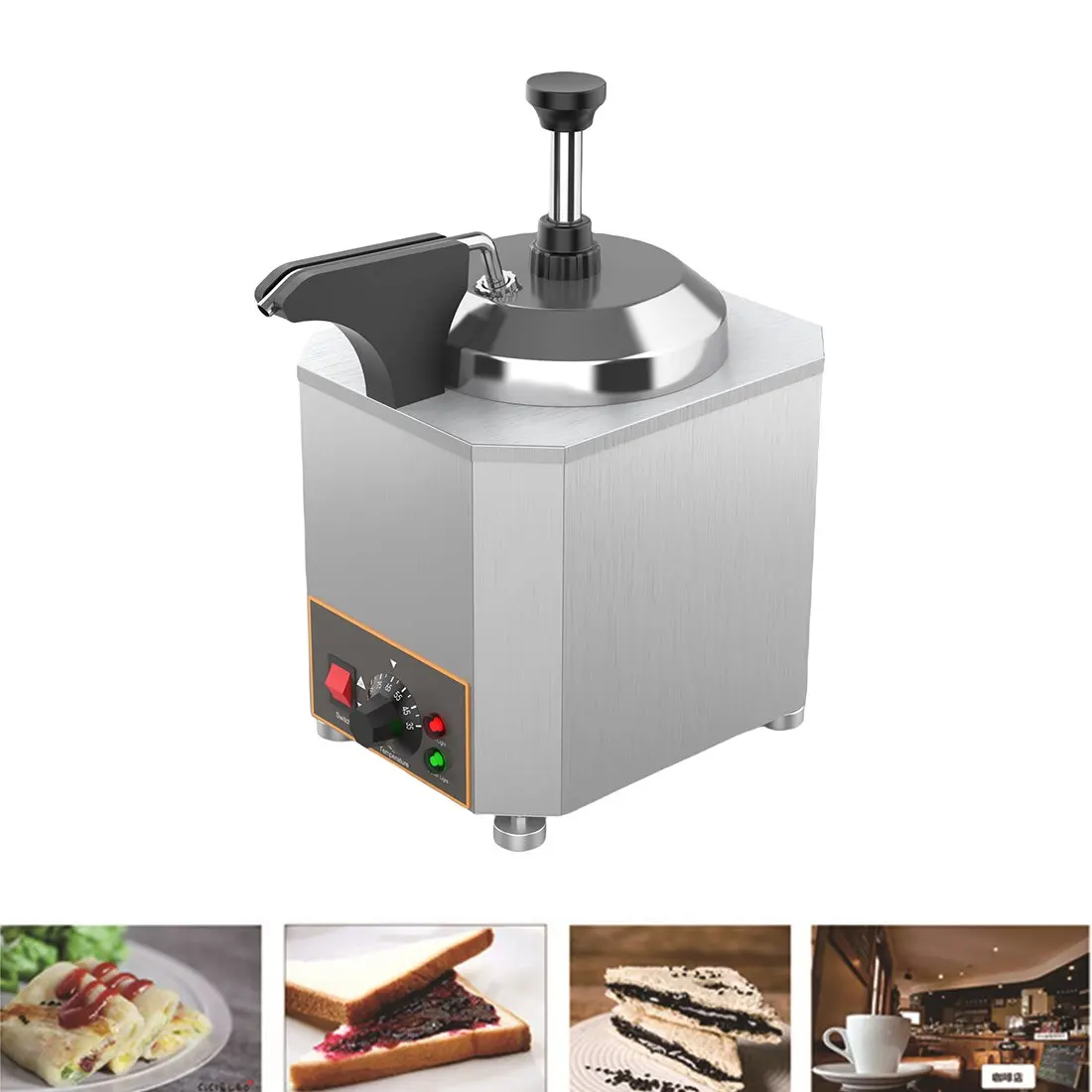 Электрический подогреватель соуса с насосом Электрический подогреватель соуса насосного типа с одной кастрюлей для соуса объемом 2 л с регулируемой температурой