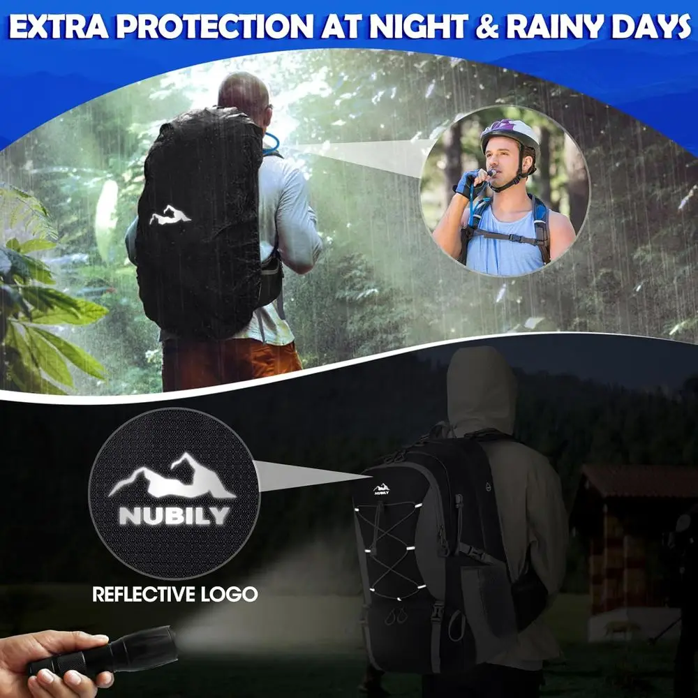 Mochila de senderismo ligera e impermeable para hombres y mujeres, adecuada para acampar, viajes al aire libre y senderismo diurno