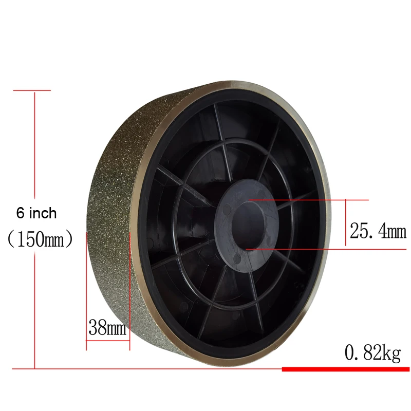 6 inch Diamond Grinding Wheel 150x38x25.4mm Hole with 3pc Sleeve Reducer 19 to 16 to 12.7 Electroplated Alloy Polishing Wheel