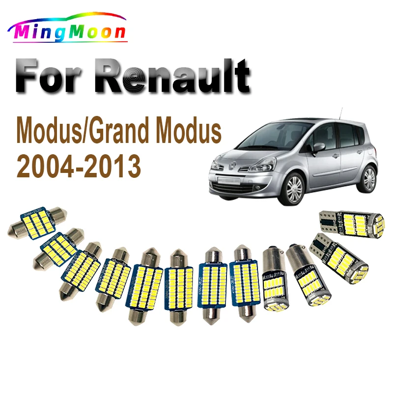 12Pcs Canbus Car Led Bulbs LED Interior Light Kit For Renault Modus Grand Modus 2004-2008 2009 2010 2011 2012 2013 No Error