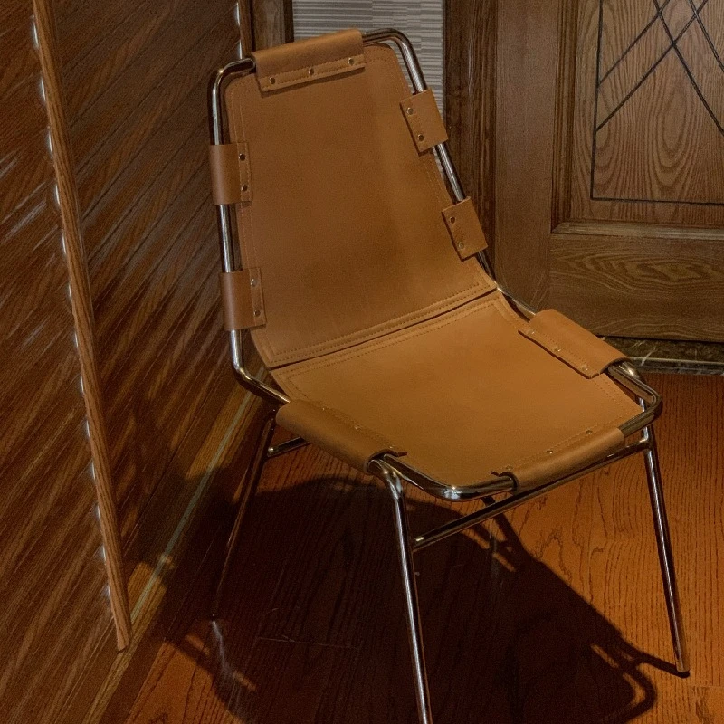 كرسي طعام جلدي عتيق كرسي خارجي صناعي حديث للتصوير الفوتوغرافي في استوديو Ins كراسي مقهى مع مسند ظهر مريح