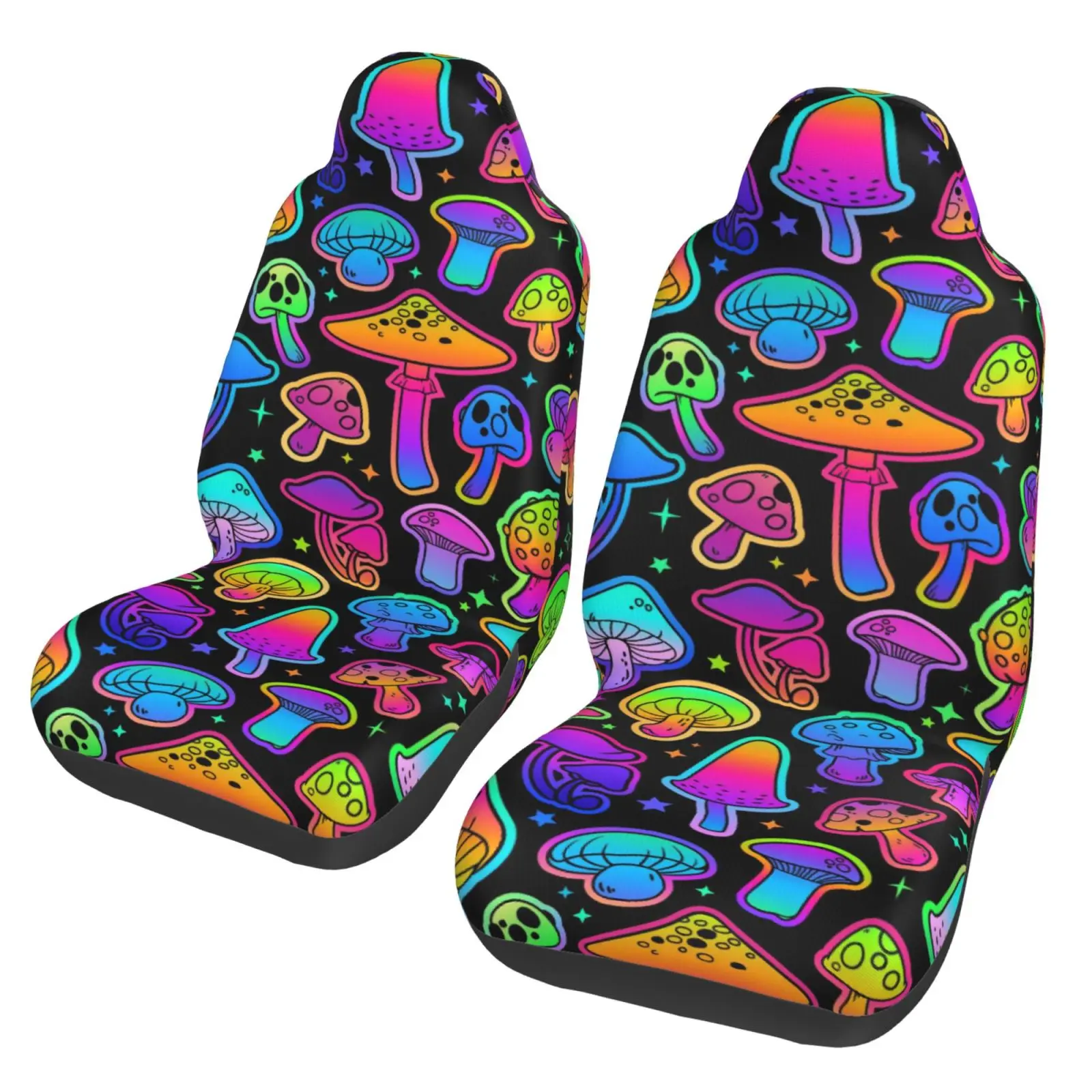 Colorful Psychedelic Mushroom Print Universal Car Seat Covers Fit Any Car Truck Van SUV Auto Seat Cover Protector 2 Pieces