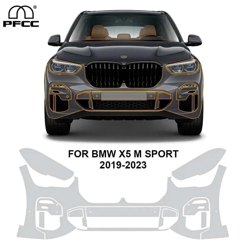 

Предварительно вырезанная защитная пленка для переднего бампера из ТПУ, прозрачная PPF для BMW X5 M Sport 2019-2023, аксессуары против царапин, прозрачная наклейка