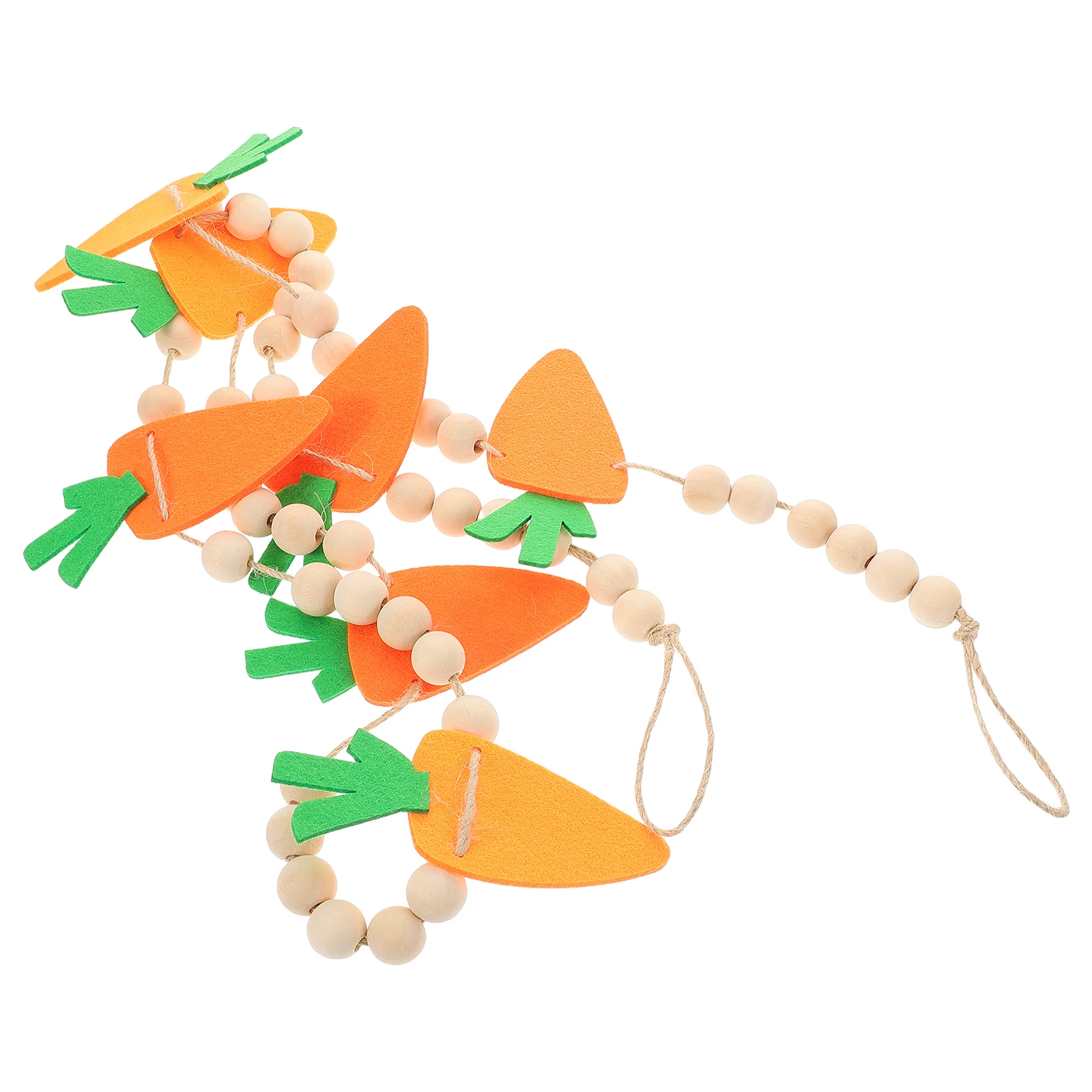 

Easter Carrot Felt Beaded Garland Wooden Bead String Festive Home Decor Hanging Ornaments Rustic Charm Indoor Display