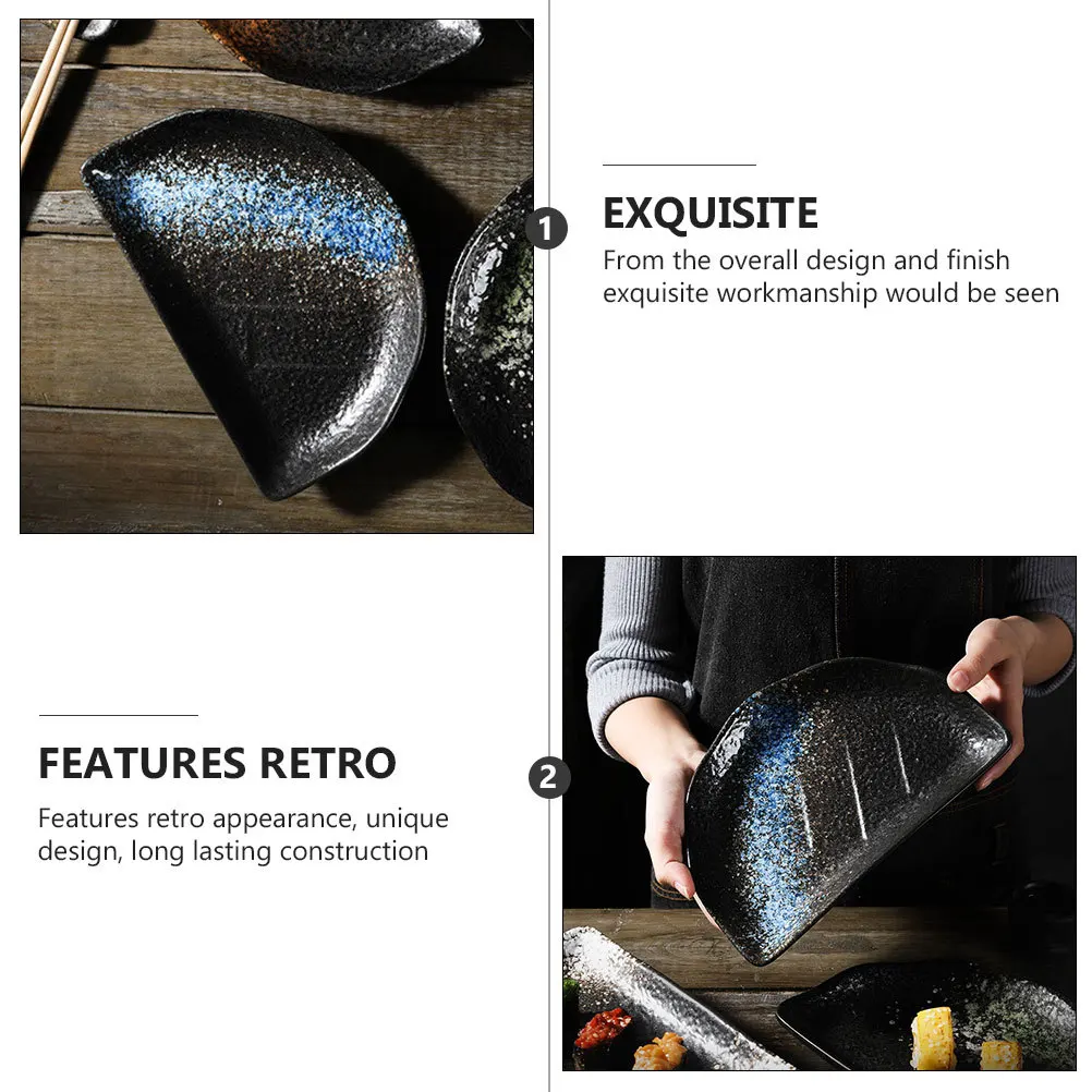 

1Pcs Half-Moon Plate Creative Ceramic Food Serving Dish Blue Snack Dessert Tray for Kitchen Tea Party Wedding Dining Room