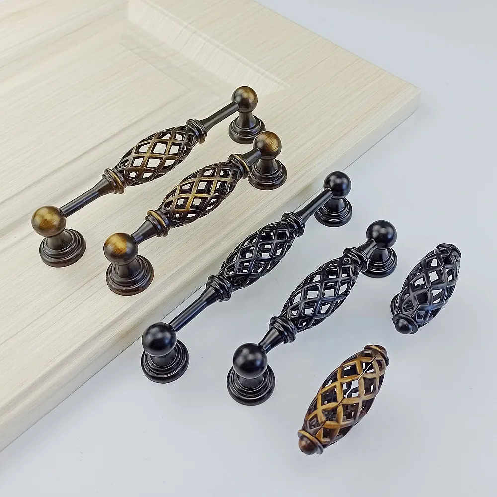 Antique Spiral Birdcage Art Handle For Furniture Kitchen Cabinets Door Drawer Knob Bronze Wardrobe Dresser Cupboard Pulls Handle
