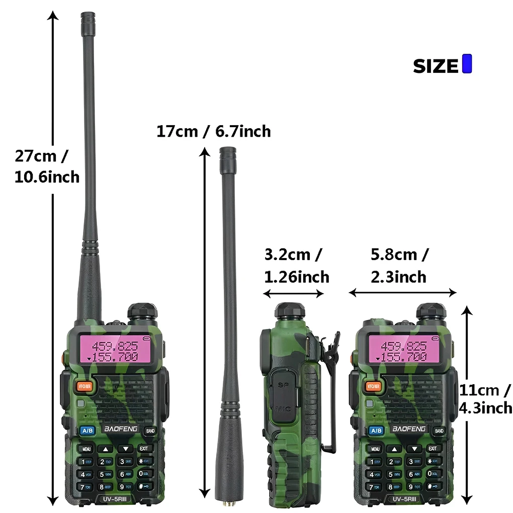 Original Baofeng UV5R III Walkie Talkie Dual Band 136-174Mhz & 400-520Mhz Portable Two Way Radio BF HF Transceiver FM Radio 5W