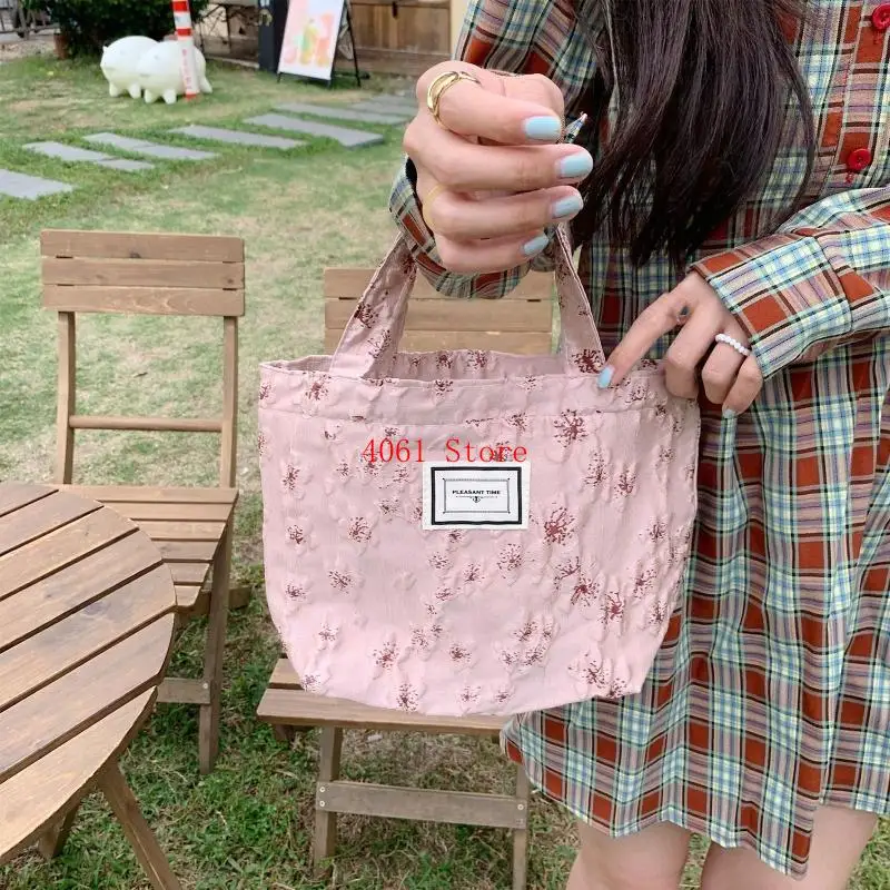 

Женская сумка для ланча Винтажная цветочная сумка Сумка для девочек с рукой ручной ручной работы.