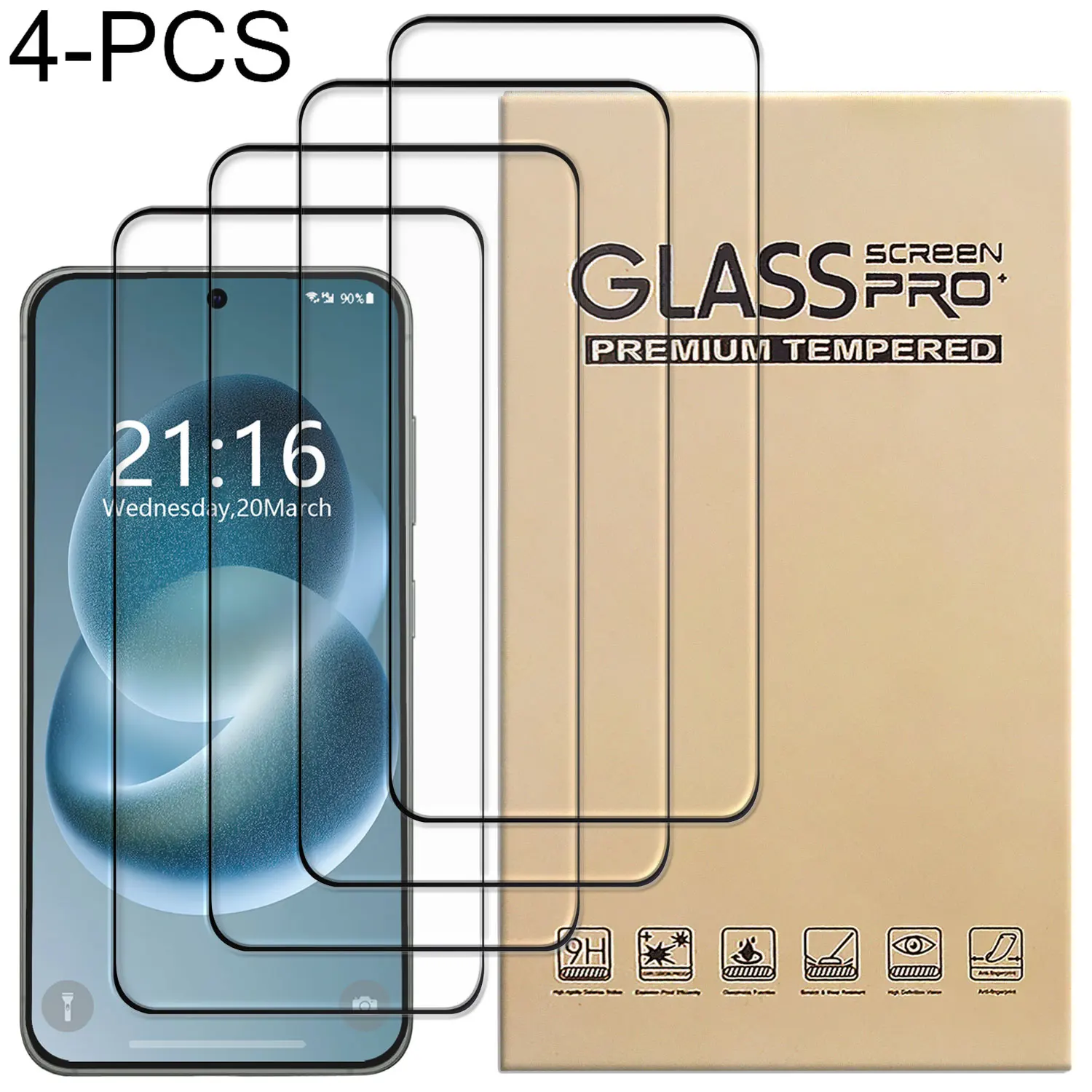 

4Packs Clear Glossy Transparent Tempered Glass Film Screen Protector For Samsung For Galaxy S23/S23 Plus/S23+/S23 Ultra/S23 FE