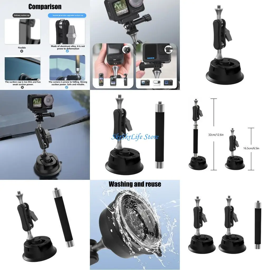 

E65E High Strength Vehicle Camera Holder Mount Suction Cup for X5 Camera Car Mounting Bracket Windshield Accessories