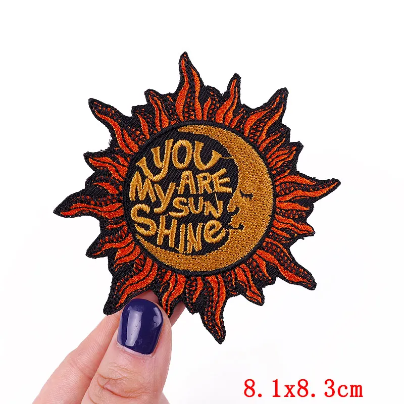 Cartoon Sun Moon Embroidery Patch Wave Applique Patches For Clothing Thermoadhesive Patches On Clothes Letter Badges Stickers