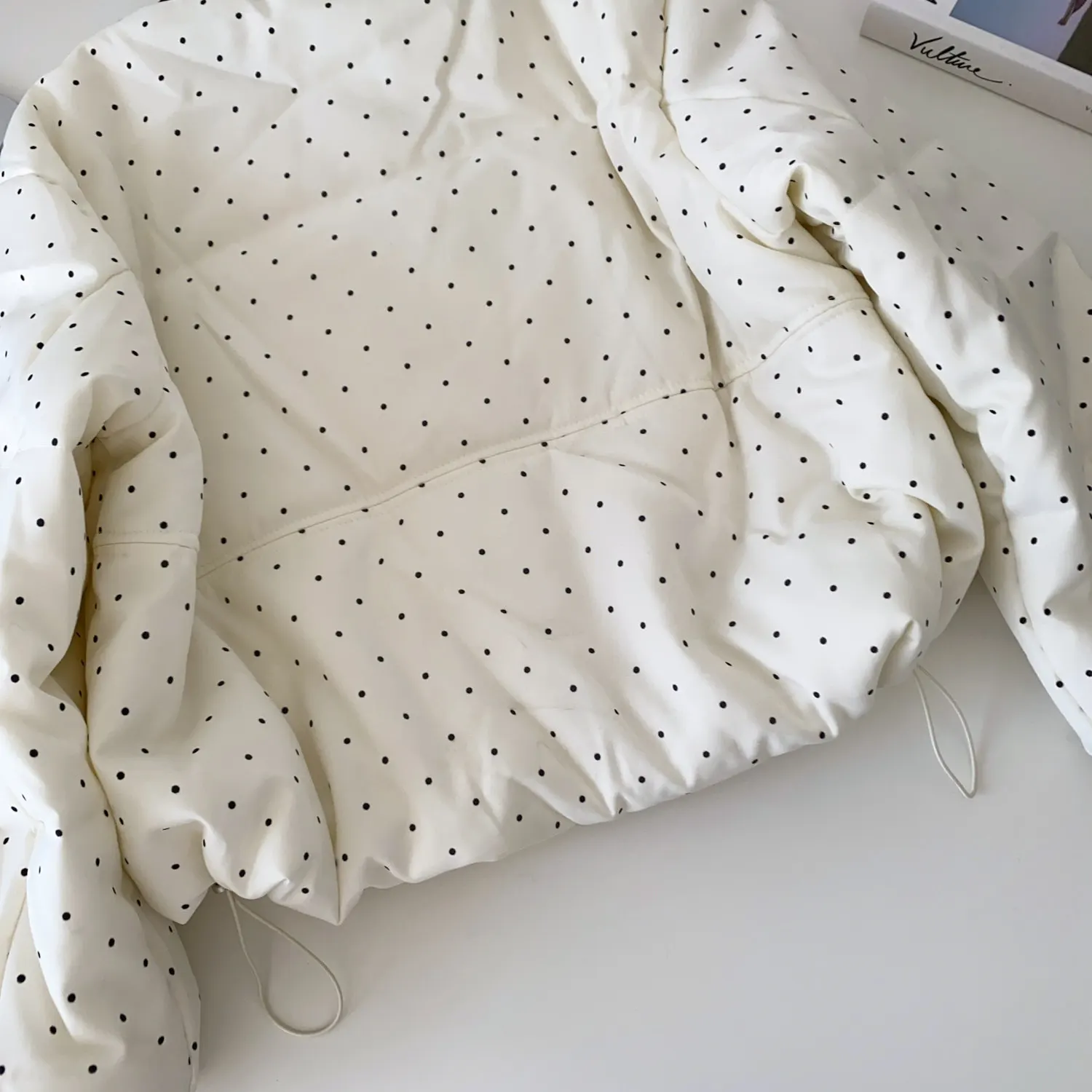SINGREINY Polka Dot Cotton-Padded Short Jacket Korean Lace Up Drawstring Pocket 2026 Winter Ladies Preppy Style Warm Thick Coat