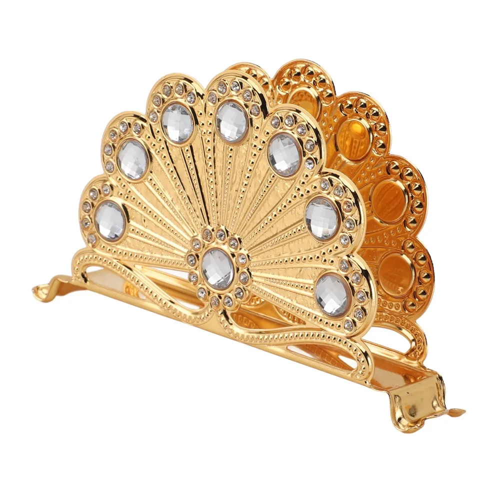 Gold Metal Napkin Holder Hollow Out Rhinestones Table Napkin Organizer European Iron Alloy Zinc Alloy Napkin Holder