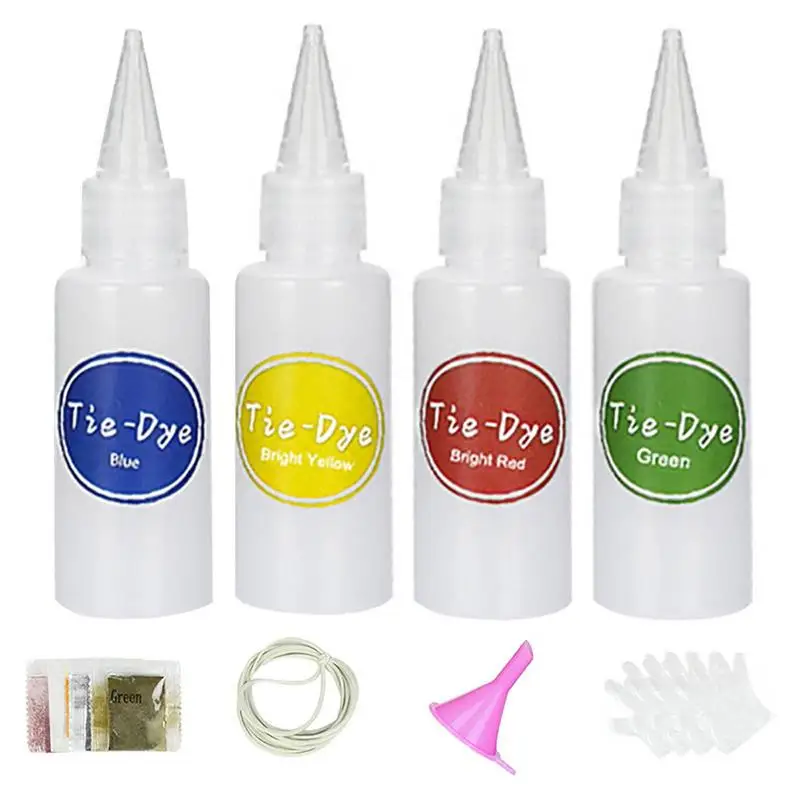 Tie Dye Kit For Kids DIY Fashion Dyeing Kit Tye Dye Set Die Supplies for Kids Party or Group Tie-Dyeing In 4 Popular Colors