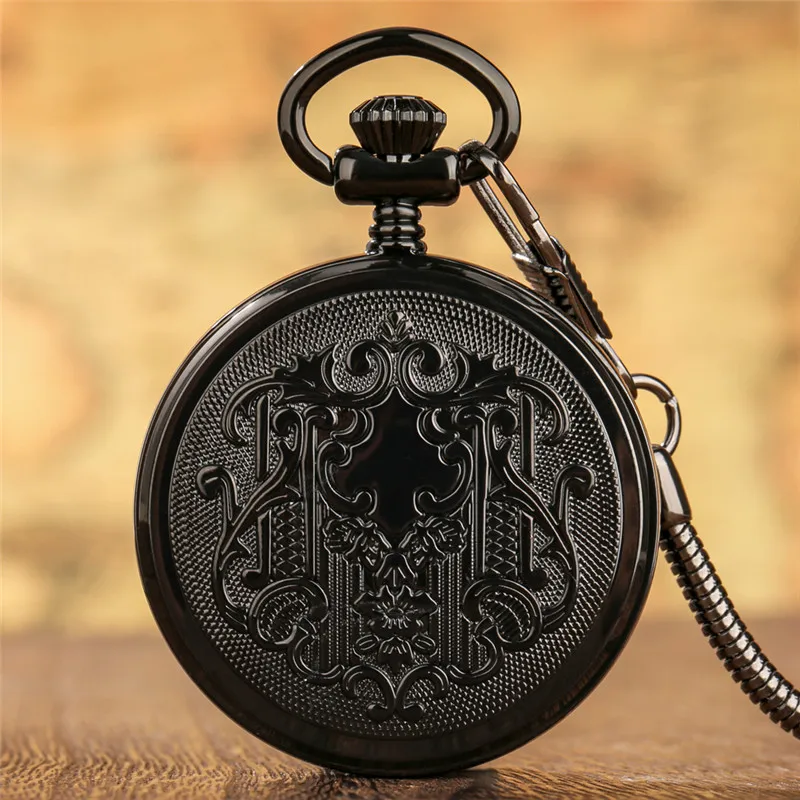 Steampunk Clock Men Women Automatic Mechanical Pocket Watch Luminous Arabic Number Display with Pendant Fob Chain Clock Gift