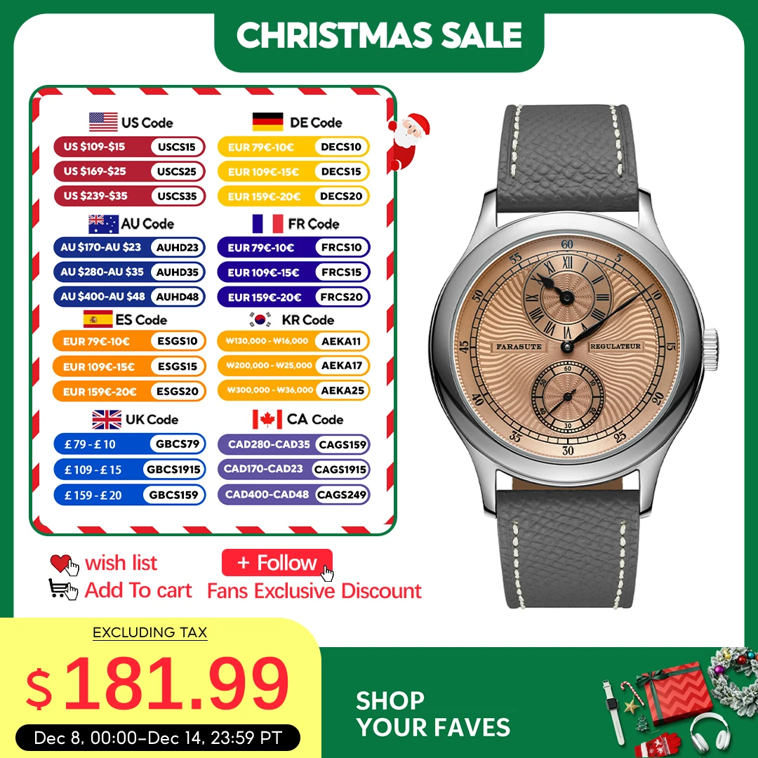 

FARASUTE Manual Mechanical Men's Watch Seagull Movement Sappnt Sapphire Crystal Business Waterproof Regulateur Men Watch Reloj