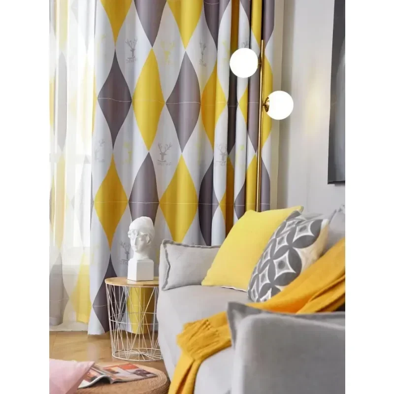Neuheiten 1PC Stil Diamantförmigen Raumfahrt Vorhang Nordic Minimalistischen Europäischen Vorhänge Für Wohnzimmer Fenster Vorhang