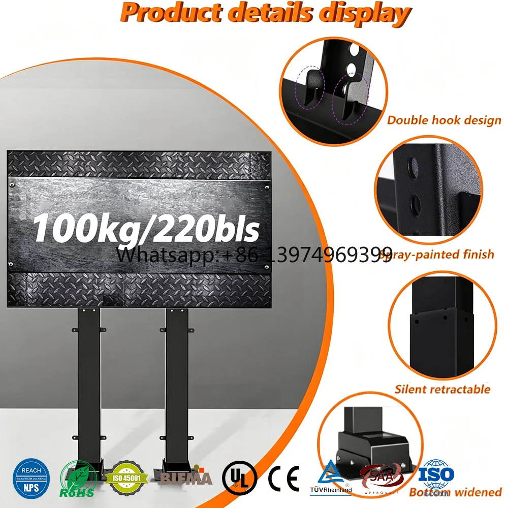 Electric Remote Control Screen Mount Telescopic TV Mount Wholesale Motorized TV Lifting Stand in the Cabinet for 52-100 Inch Tv