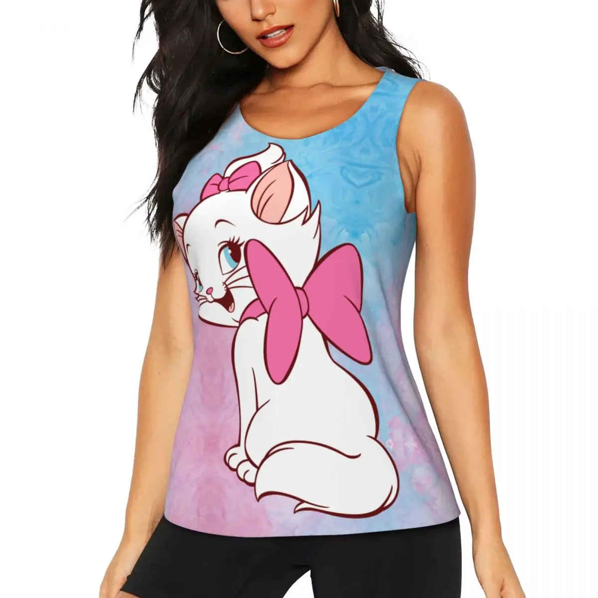 Custom Marie Love Kitten Yoga Shirts Women's Workout Running Tank Tops